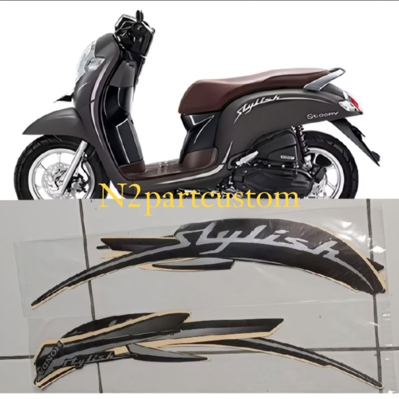 Striping stiker polet motor honda Scoopy stylish 2019 brown / abu-abu