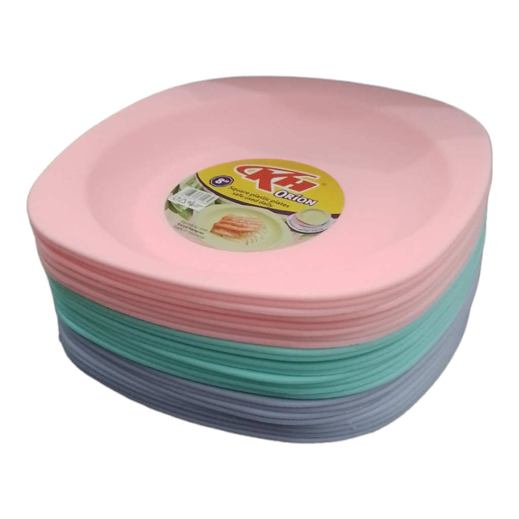 MURAH ABISS.. 1 Lusin Piring Makan Segi 8' / 12 PCS Piring Segi Orion / Piring Plastik Orion