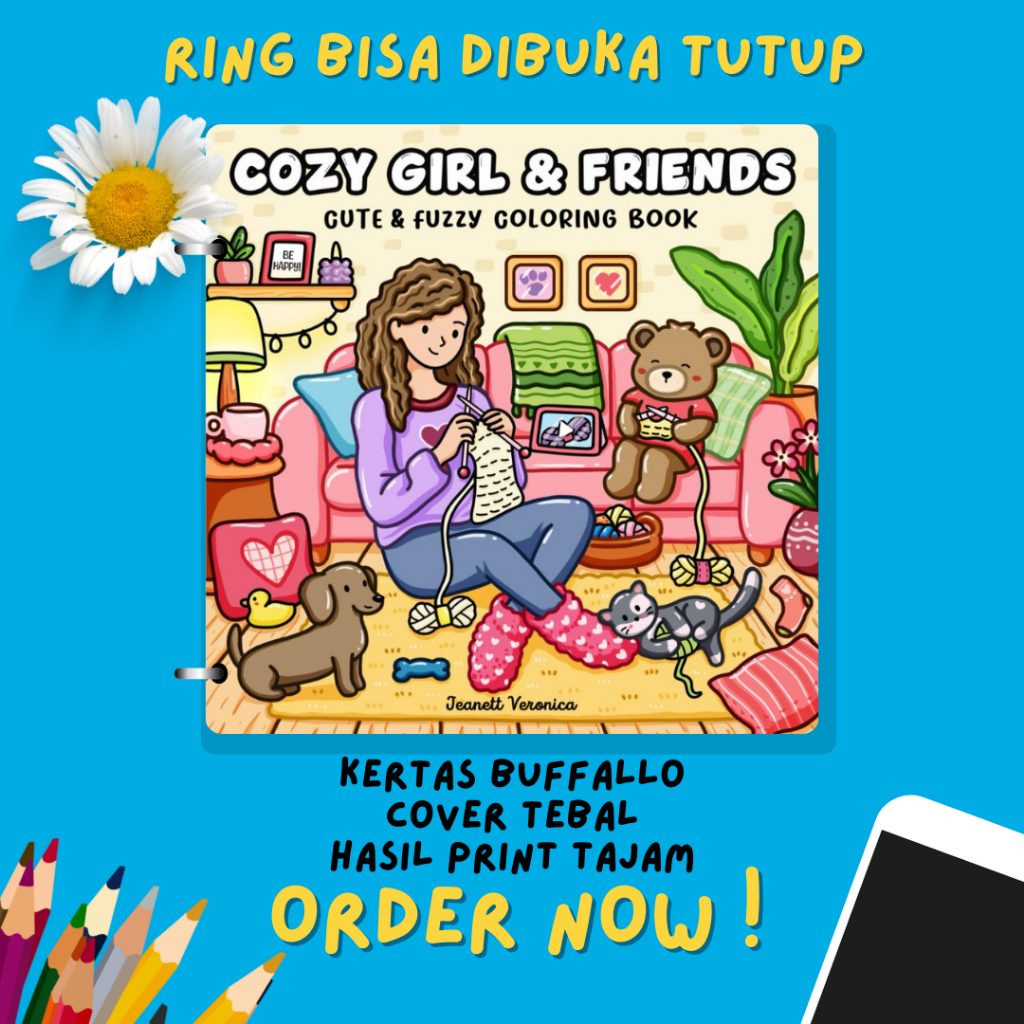 

UNOFFICIAL!! Buku Mewarnai Anak dan Dewasa- Cozy Girl & Friends book for adults 30 halaman