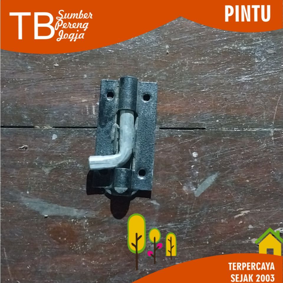 Grendel Pintu Bulat Hitam Plat Tebal Double 3 inch Panjang 8 cm