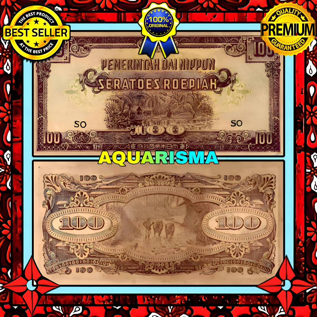 KOLEKSI NUMISMATIK - KERTAS UANG KUNO 100 RUPIAH DAI NIPPON KEBUN SAWIT 1945