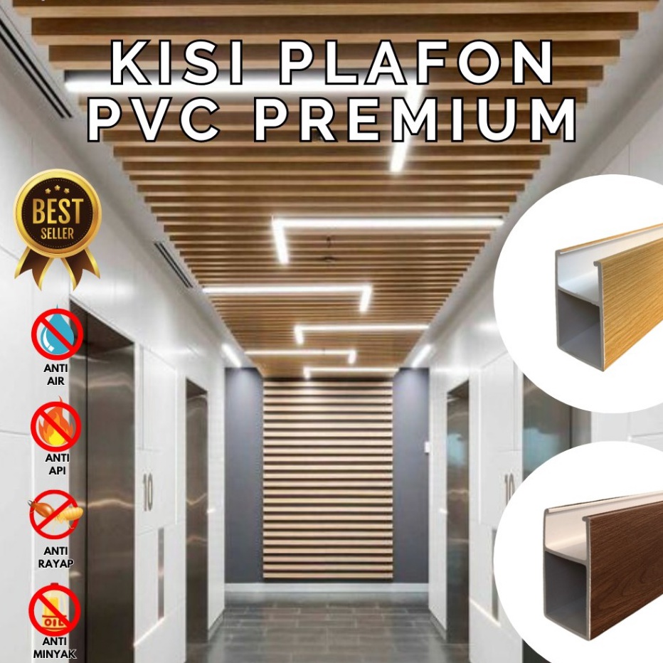 Spesial Kisi Kisi Plafon PVC  Plafon PVC  WPC Bar Ceiling  plafond PVC motif kayu  Plafond WPC