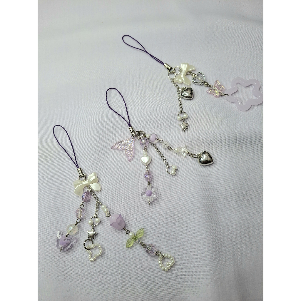 Phone Strap Purple Series  / Bag Charm / Gantungan Kunci Manik / Korea Style / Termurah