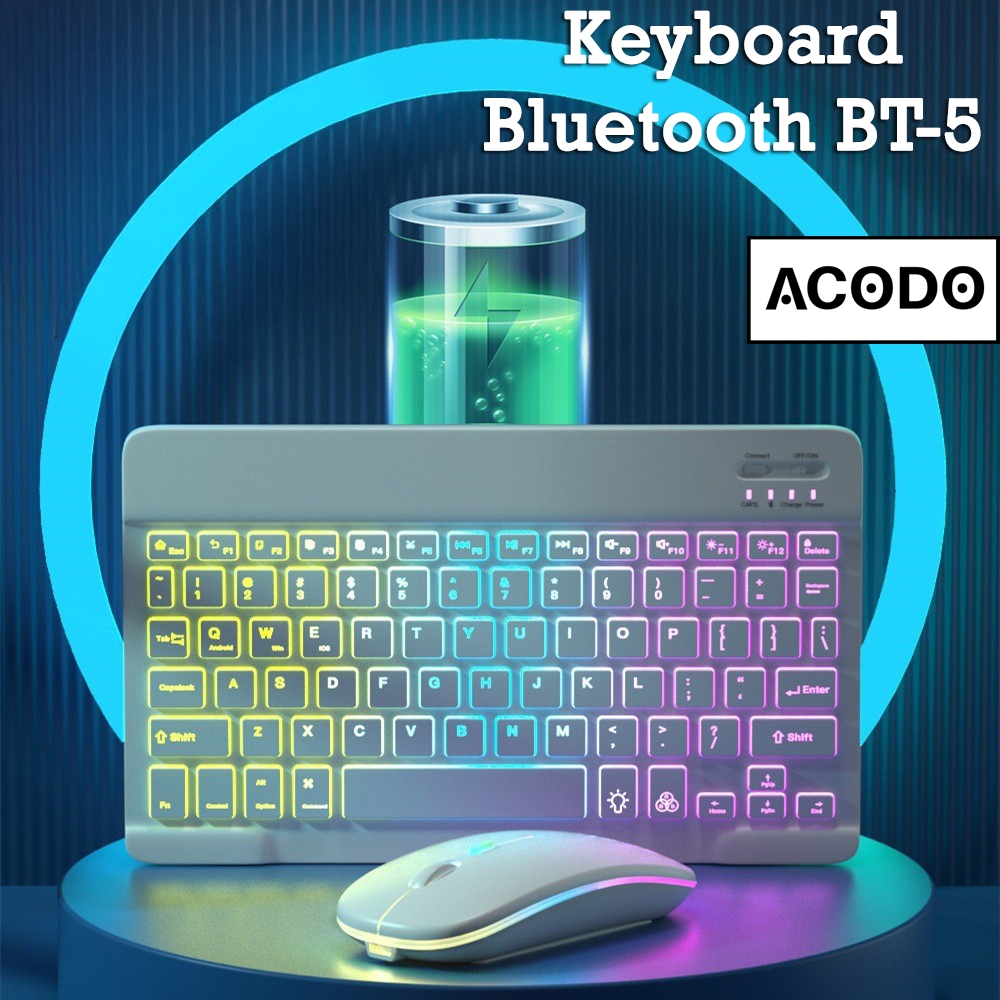 Wireless Slim Keyboard 9 inch Bluetooth iPad Tablet Tab Android Mac Windows laptop IOS PC 5.0 hp RGB
