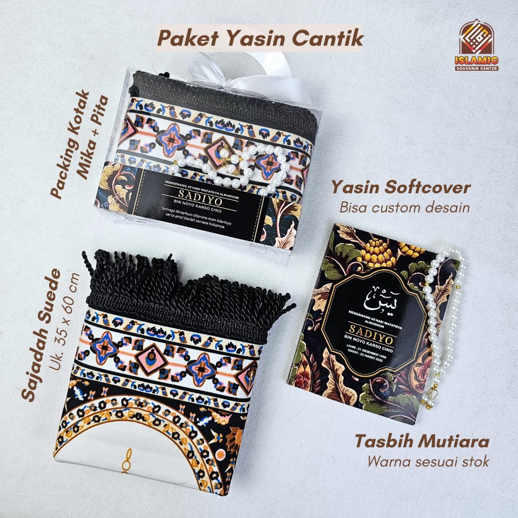Paket Souvenir Syazani Buku Yasin Sajadah Tasbih Exclusive | Souvenir Tahlilan Yasinan