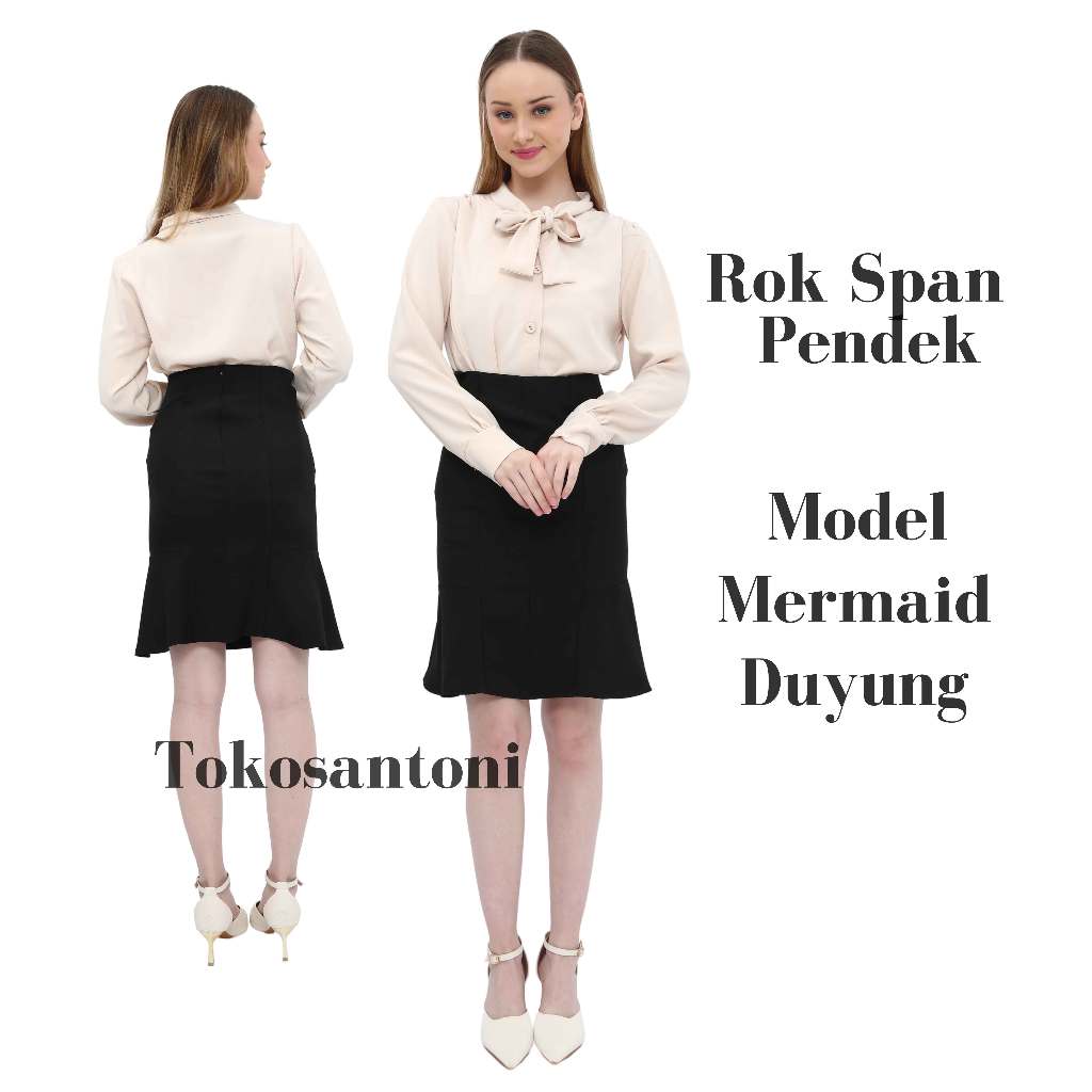 Tokosantoni Rok Span Mermaid Duyung Pendek Premium Warna Hitam Ukuran