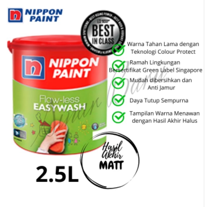 [Premium] Cat Tembok Anti Noda Flawless Easy Wash / Easy Wipe Anti Noda 2,5L