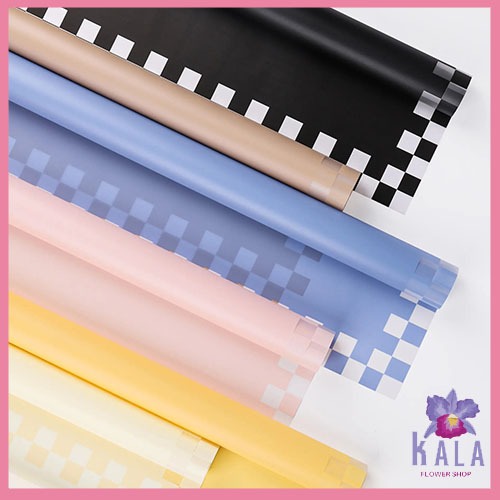 

20 Lembar Kertas Bunga Cellophane Transparan Motif Kotak Warna Flower Wrapping Paper Kertas Buket Bunga KB6293