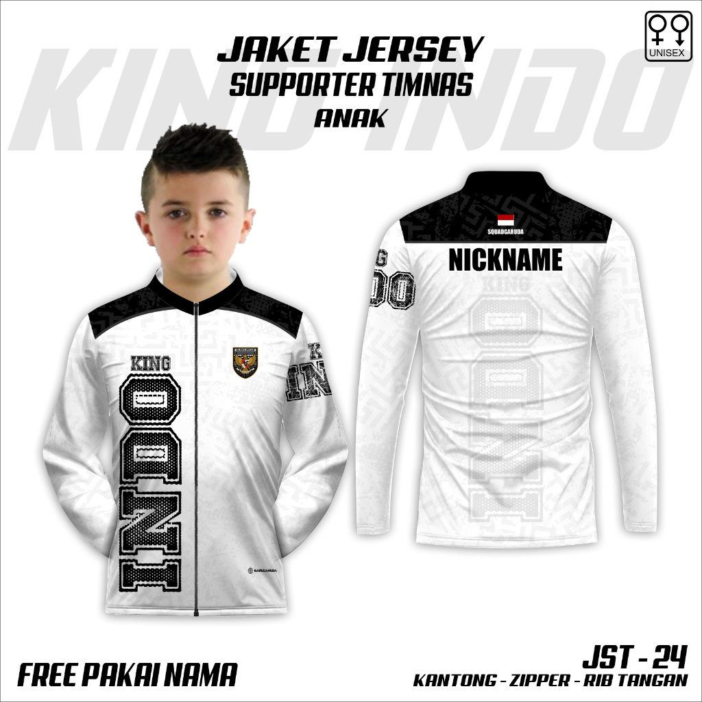 Jaket jersey suporter timnas indonesia kaos anak baju sepak bola timnas