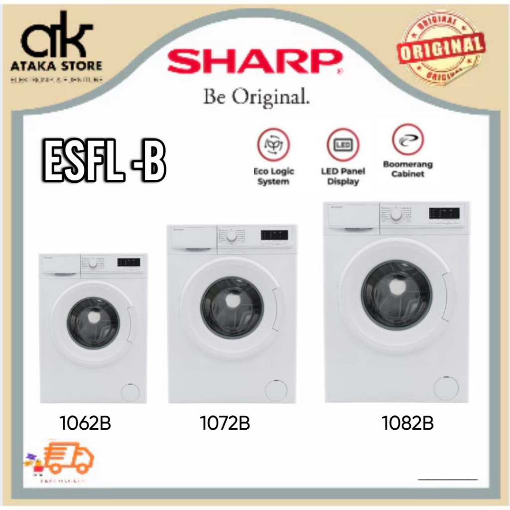 MESIN CUCI 1 TABUNG FRONT LOADING ESFL1062B/ESFL1072B/ESFL1082B BOOMERANG SERIES