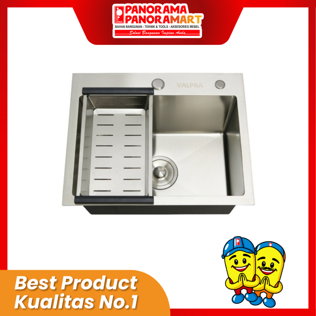 WASBAK VALPRA BOWL V HE 5040 SS +AFUR+SLANG+KRJG -CHROME / Valpra Kitchen Sink 1 Lubang V Wastafel C