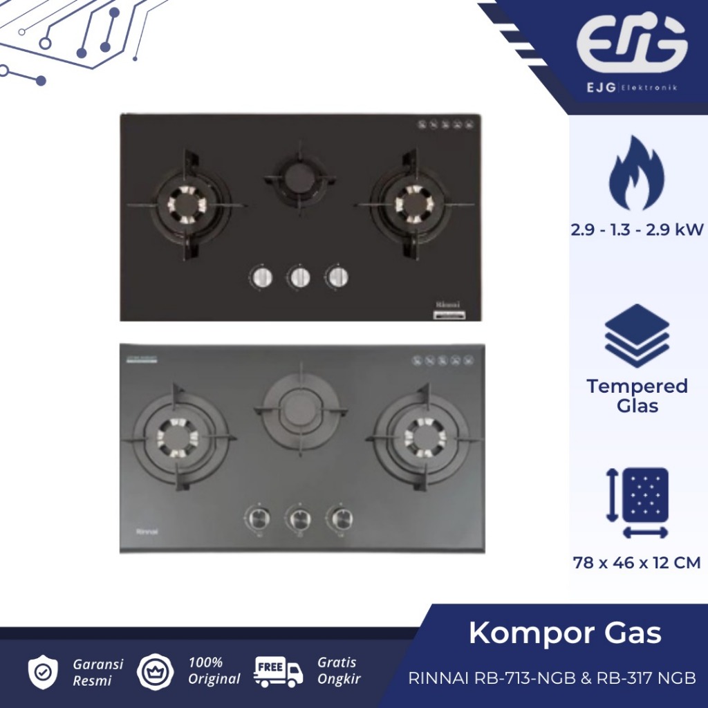 KOMPOR TANAM RINNAI RB 713 N GB  RB 317 N GB / 3 TUNGKU