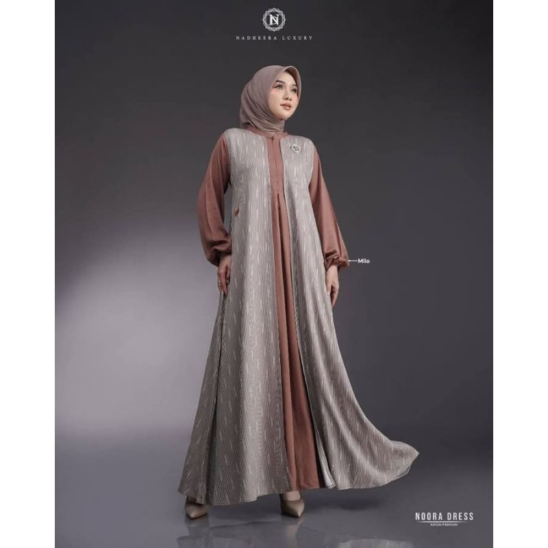 NOORA DRESS NADHEERA LUXURY dress gamis terbaru terlarin cocok untuk outfit lebaran,kondangan,hangou