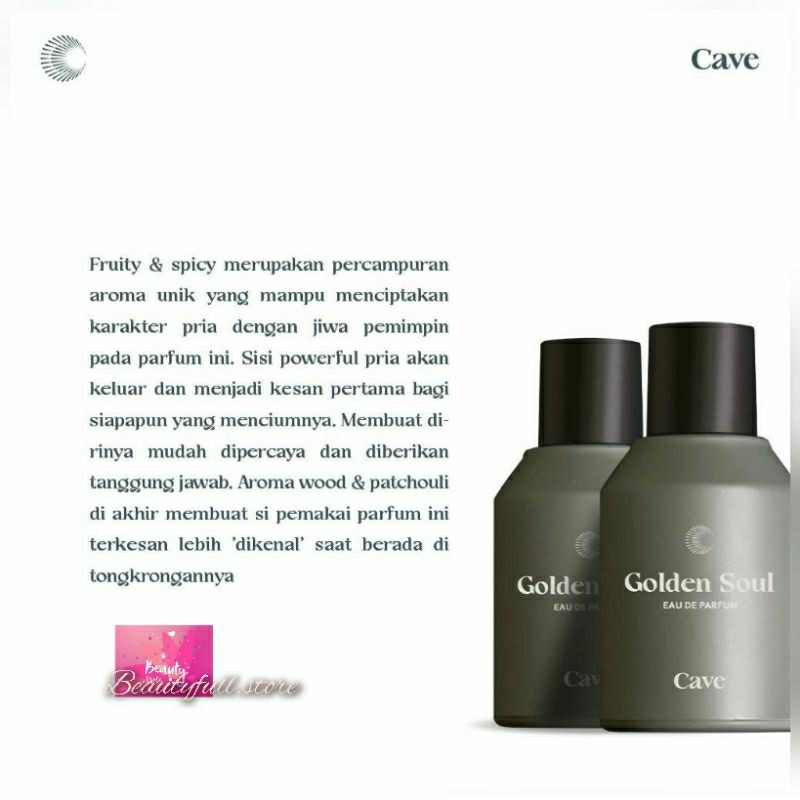 Cave Eau de Parfum Golden Soul 50 ml - Parfum Lokal Pria Manis Oud Tahan Lama