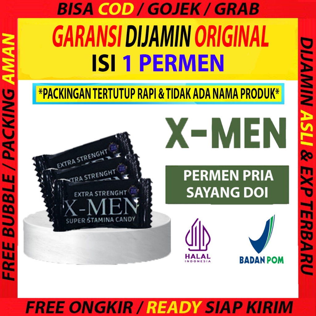 (BISA COD) Permen X-Men 1 Butir Suplemen Herbal Stamina Pria | Candy X Men  Original BPOM HALAL