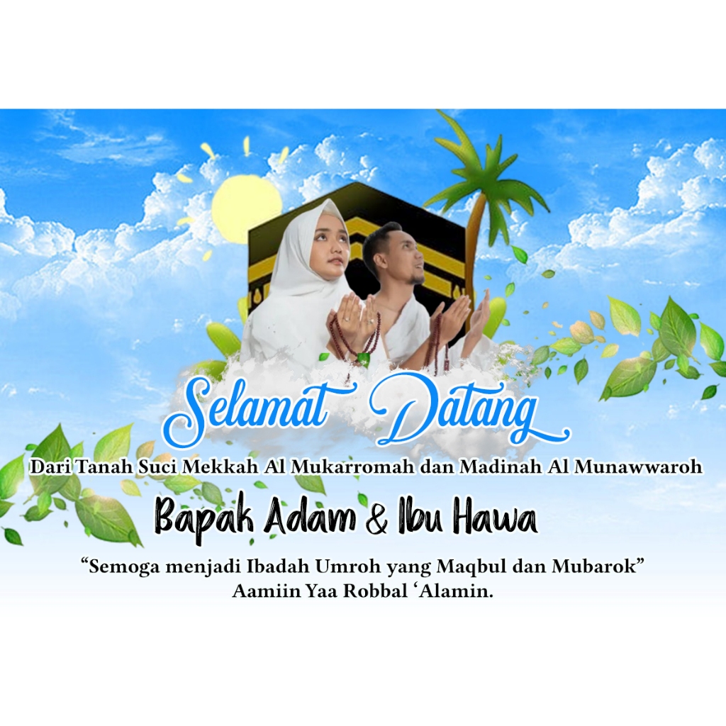 Stiker / kartu haji dan umroh ucapan pulang haji walimatussafar umroh souvenir box nasi custom