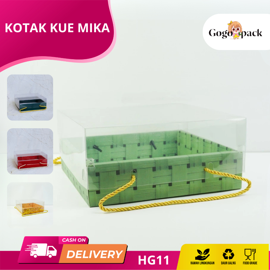 

Kotak Kue Mika / Box Tart Mika / Box Toples Kue / Box Cookies / Box Kue / Kotak Spikue / Box Roll Cake / Box Brownies / Box Kue Ultah / Box Mika Handle Tali / Box Pudding HG11