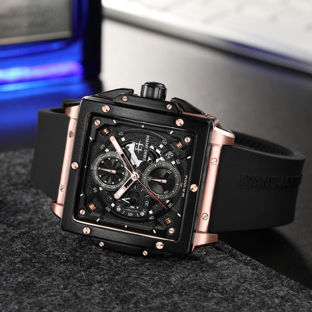 Big Sale   Jam Tangan Pria Evans Jayden 9582 Rubber Silicon Kaca Sapphire Water Resistant 5ATM