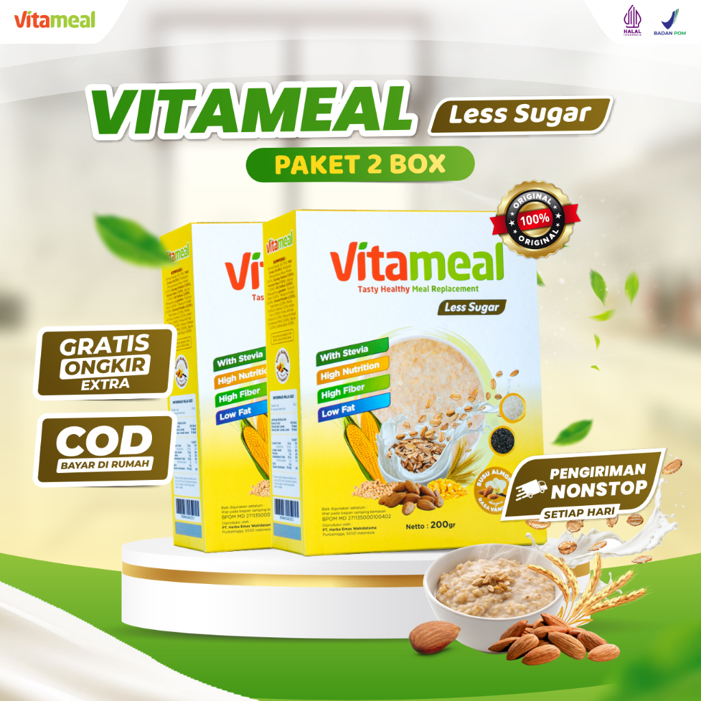 

Paket 2 Box Vitameal - Sehat Multigrain Ampuh Menurunkan Gula Darah Tinggi Mencegah Diabetes Kolesterol Tekanan Darah Tinggi Hipertensi