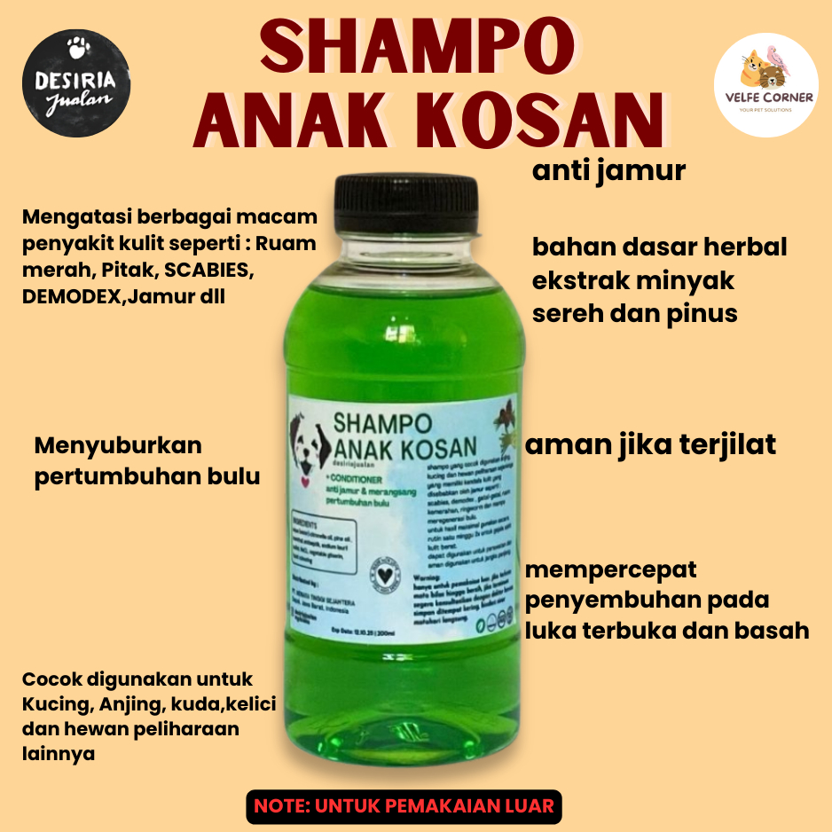 Mantulbee Shampo Anti Jamur Shampo Anak Kosan Anti Jamur Ampuh Kucing Anjing / Scabies / Demodex /