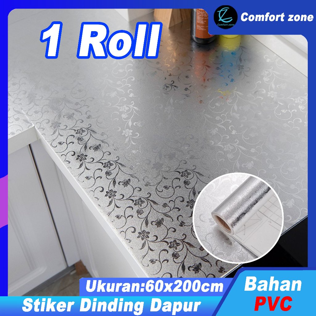 【Comfort Zone】Wallpaper Meja Dinding Dapur 60cm x 2m Aluminium Foil Tahan air Tahan minyak Tahan Pan