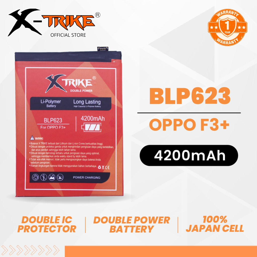 XTRIKE Baterai Oppo F3 Plus BLP623 Double Power