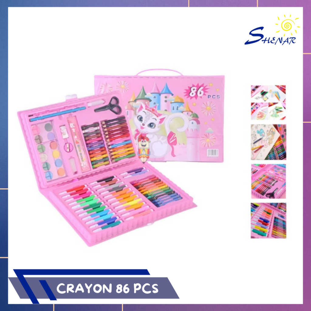 

Shenar!Crayon Set 86Pcs / Krayon Mewarnai Anak 86Pcs / Pensil Warna Set 86Pcs /Colouring Set 86 Pcs Pensil Warna Crayon Set Kado Anak 86In1
