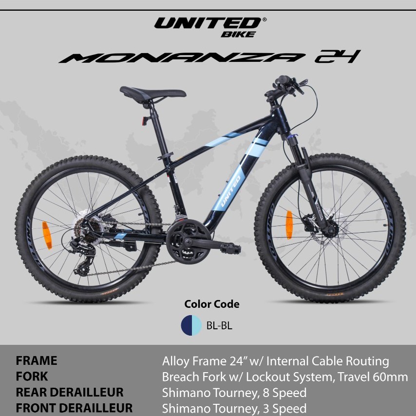 Sepeda Gunung MTB 24 Inch Monanza Rem Hidrolik Frame Alloy by United Bike