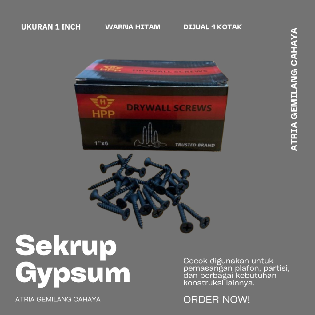 Sekrup Gypsum 1 Inch - Kuat & Tahan Lama