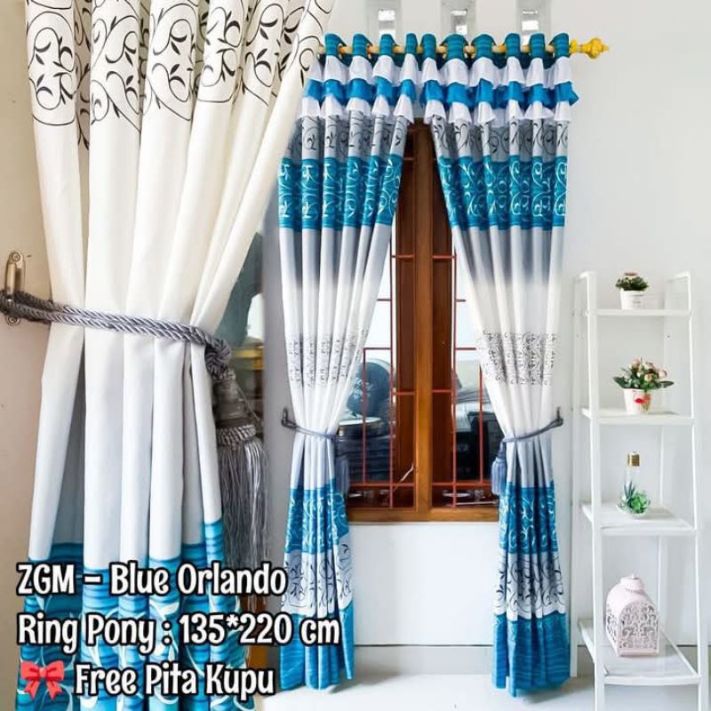 Gorden Rumbai Pony Mewah Gorden Jendela Pintu Minimalis Smokring  12 ukuran 135 x 220 motif Gardenia