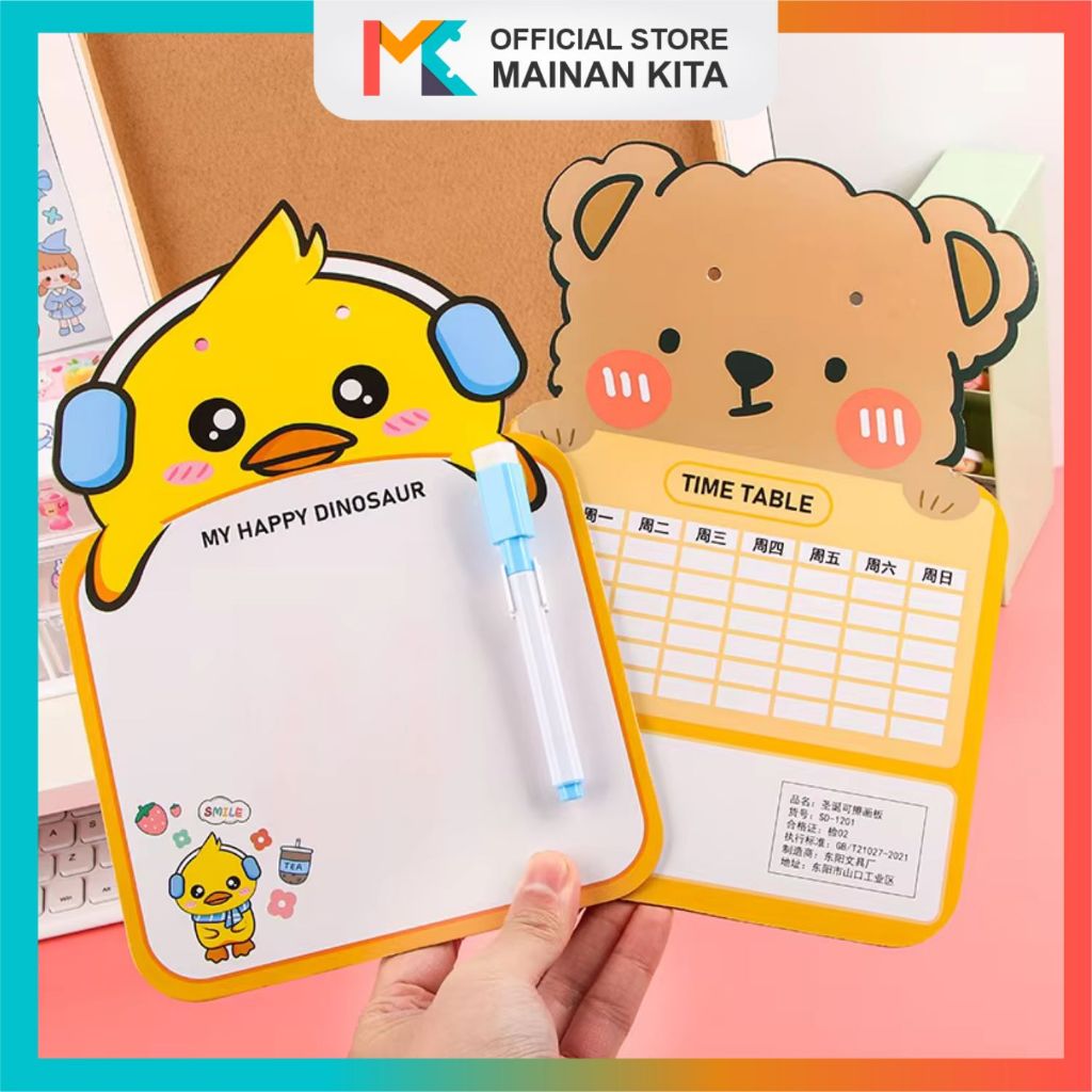 

MK633 Papan Tulis Mini Anak Karakter Lucu / Papan Tulis Anak Free Spidol Bisa Dihapus & Tali Gantung