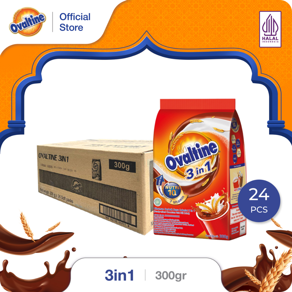 

[Karton] Ovaltine 3in1 Susu Bubuk Coklat 300g - 24pcs