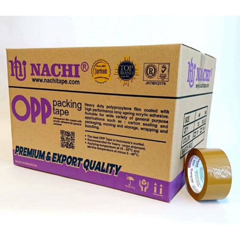 

LAKBAN OPP/PLATBAN OPP NACHI 2X100 COKLAT (ISI 72 ROL)