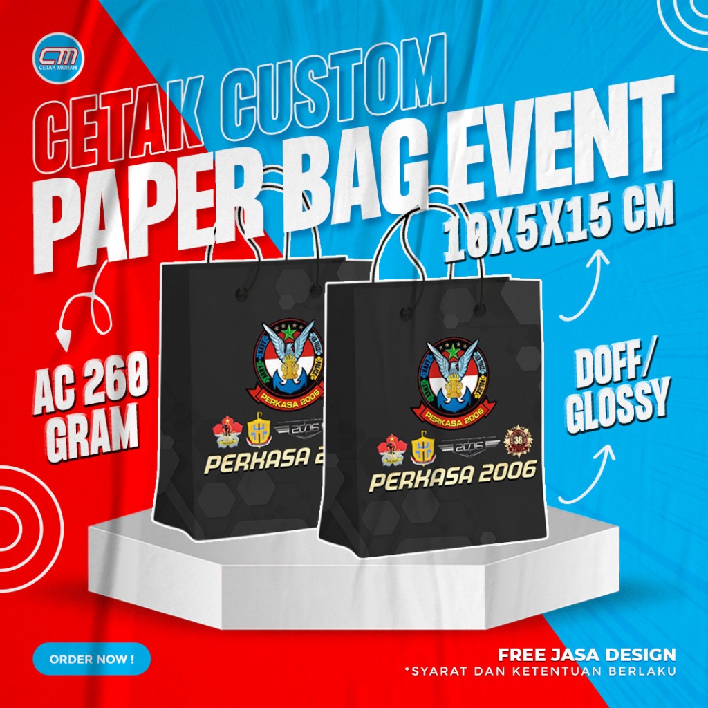 

Paperbag Event Souvenir Custom Ukuran 10 x 5 x 15 Cm