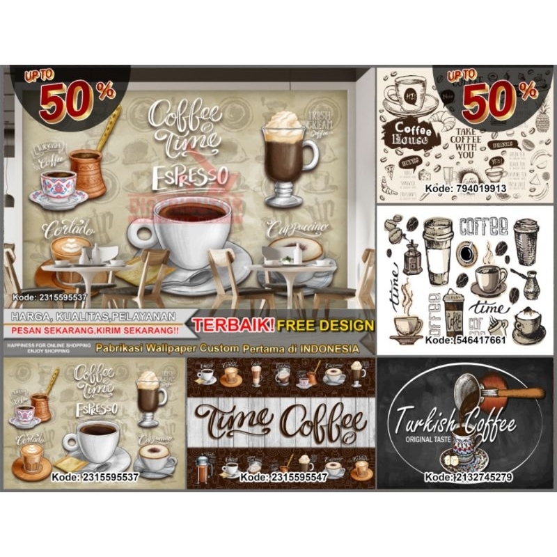 Tema Coffee | Coffee Shop | Cafe | Kafe | Restoran | Coffe | Wallpaper Custom | Wallpaper Dinding | 