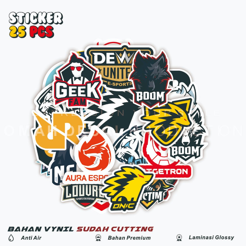 

STICKER PACK ALL IN ONE Esport Team Evos Rrq Onic WATERPROOF STIKER AESTHETIC BOLA UNTUK LAPTOP