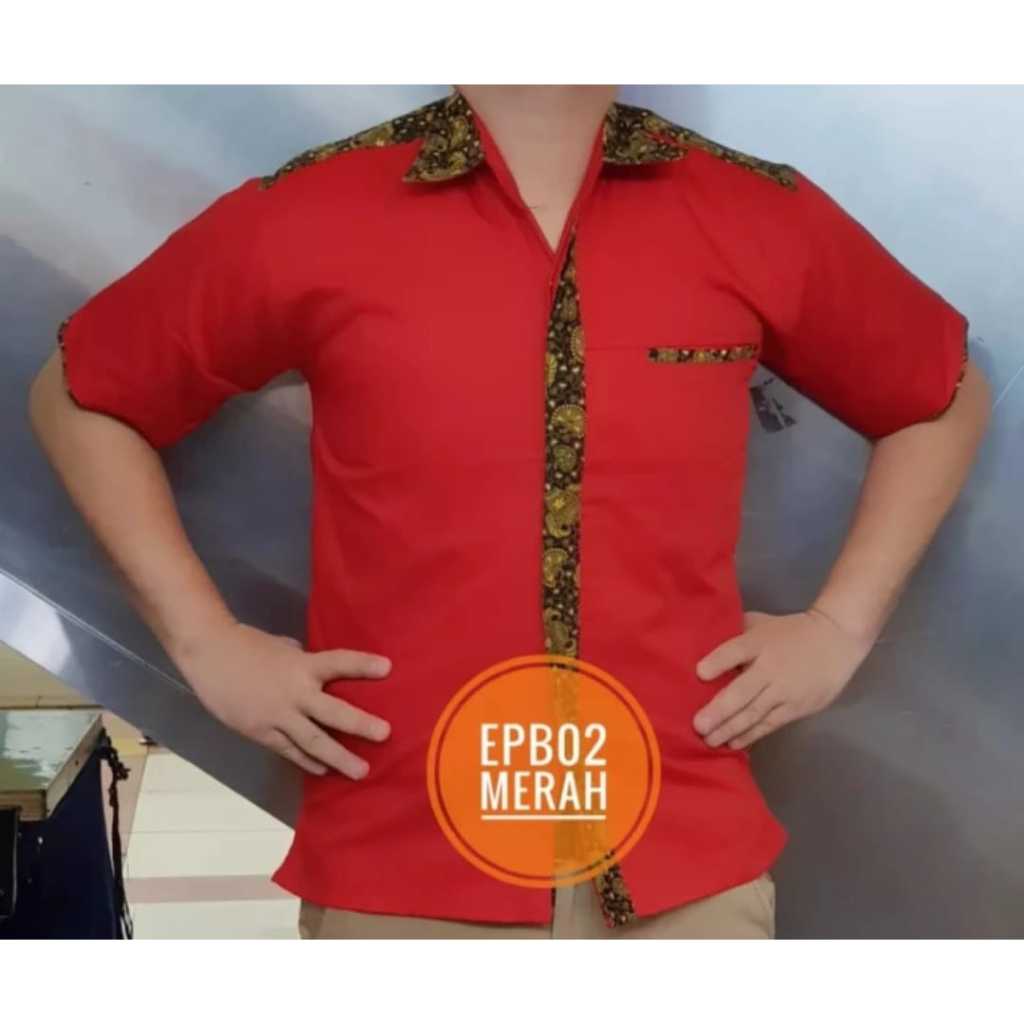 Seragam Kerja Kombinasi Batik WARNA MERAH , Seragam Kerja, Baju Officeboy, Baju Waiters, Seragam Pra