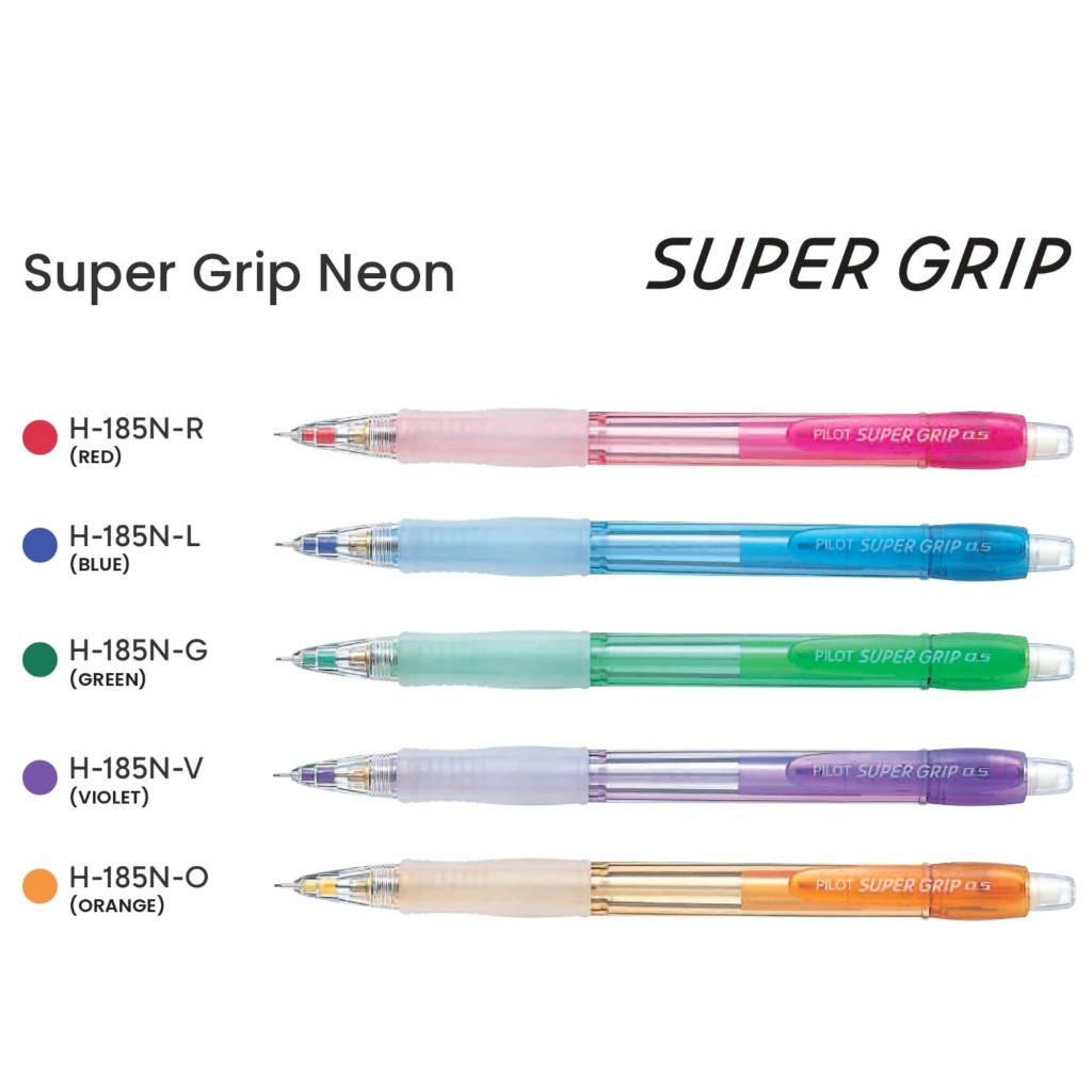 

Pensil Isi Warna Warni/Pilot Super Grip Neon Pencil (H-185N)/ Pensil Mekanik 1 Pack