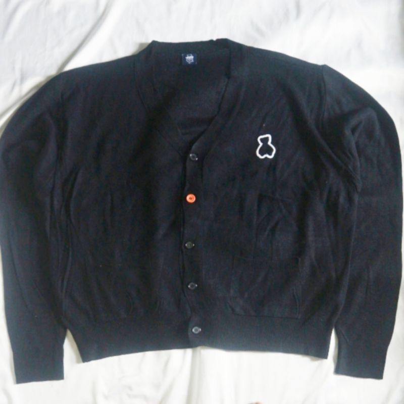 AQON Cardigan Oversize Korean Idol Aespa EXO NCT THE BOYZ Black Hitam Bahan Tipis Adem Knitwear Swea