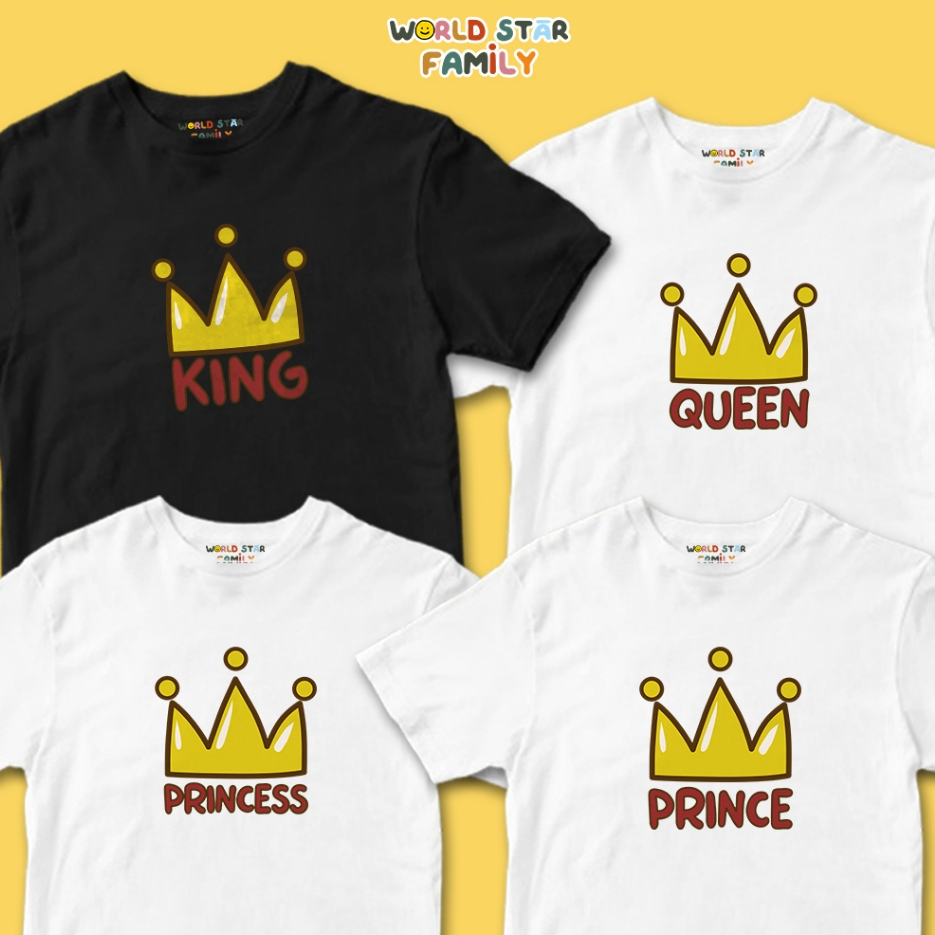 WSF Kaos KING QUEEN PRINCESS PRINCE Kaos Couple Keluarga Baju Keluarga Lucu Kaos Pasangan Kaos AYAH 