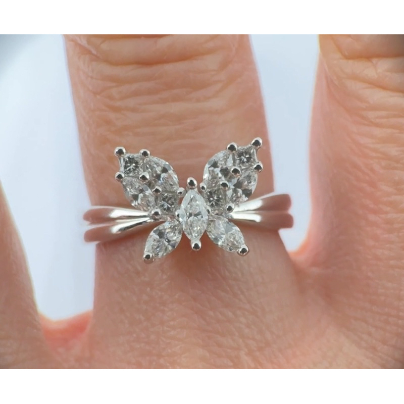 Cincin Berlian Butterfly Emas putih 18K/750