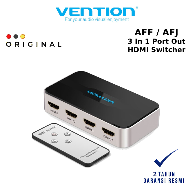 Vention 3 In 1 Out HDMI Switcher Gray Metal - VENTION OFFICIAL STORE ( CODE 10186 ) / HDMI SWITCHER 