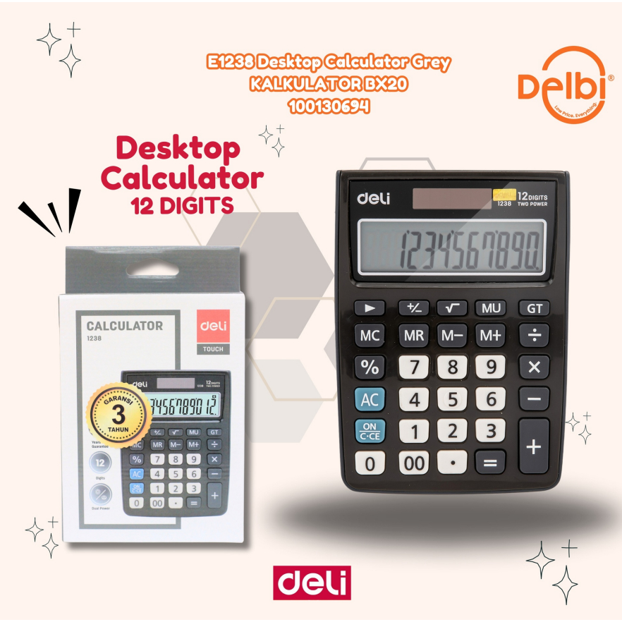 

DELI E1238 Desktop Calculator Grey KALKULATOR