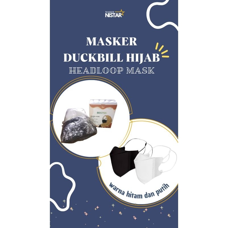 Masker Duckbill Hijab Hitam /Putih Berkualitas