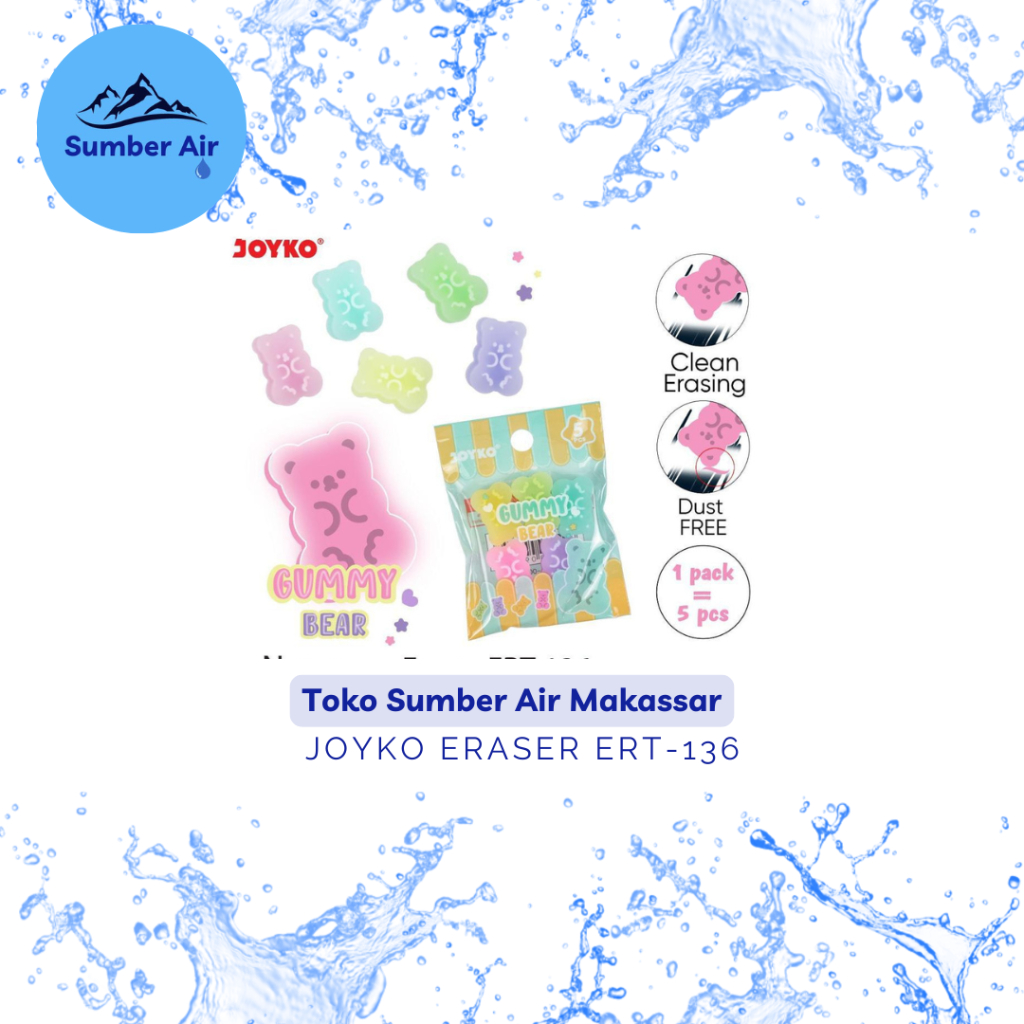 

JOYKO ERASER / PENGHAPUS PENSIL LUCU IMUT ERT-136 GUMMY BEAR 1 PACK ISI 5 PCS