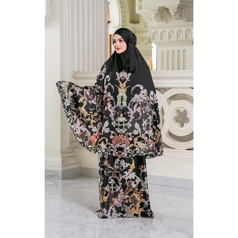 Buttonscarves - Royale - Grandeur Prayer Robe - Onyx / Mukena Elegant