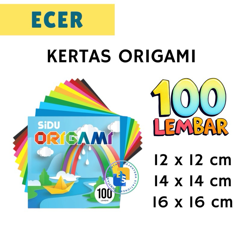 

Kertas origami SiDU 12x12 cm 14x14 cm 16x16 cm - 100 lembar 10 warna