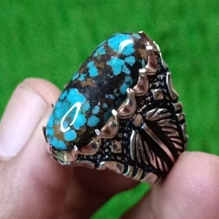 Pirus Persia biru Ring Perak