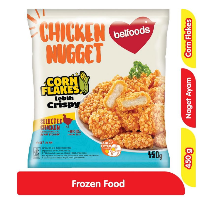 

Belfoods Naget Ayam Corn Flakes 450 g Nugget Ayam Frozen Foods