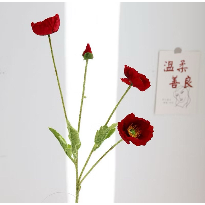 Artificial Flowers bunga palsu bunga poppy ready warna putih merah biru (bunga hampers bunga hiasan 